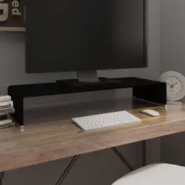 Tv Statīvs, Monitora Paliktnis, 80X30X13 Cm, Melns Stikls Vidaxl