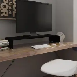 Tv Statīvs, Monitora Paliktnis, 90X30X13 Cm, Melns Stikls Vidaxl