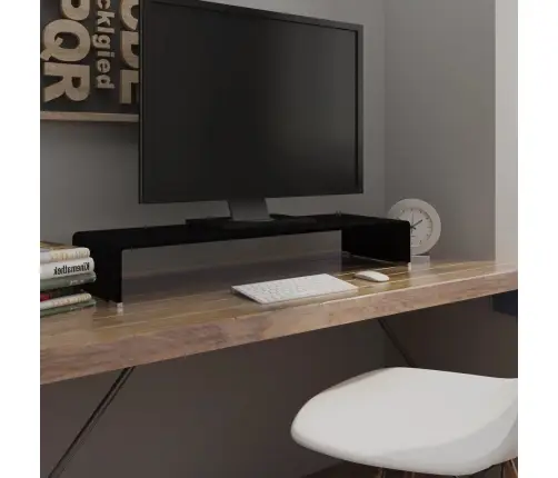 Tv Statīvs, Monitora Paliktnis, 90X30X13 Cm, Melns Stikls Vidaxl