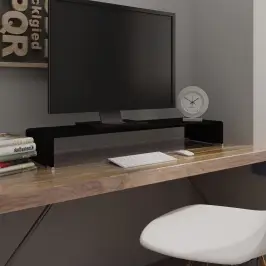 Tv Stovas/Monitoriaus Pakyla, Juodas Stiklas, 100X30X13 Cm