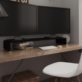 Tv Statīvs, Monitora Paliktnis, 110X30X13 Cm, Melns Stikls Vidaxl