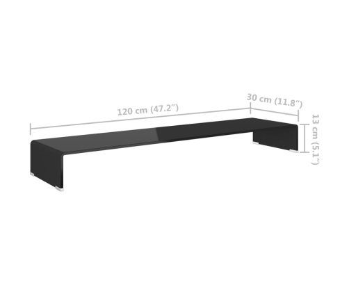 Tv Statīvs, Monitora Paliktnis, 120X30X13Cm, Melns Stikls Vidaxl
