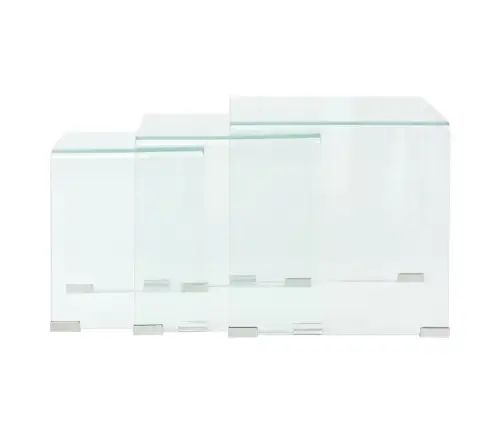 Kafijas Galdiņi, 3 Gab., Sabīdāmi, Caurspīdīgs, Rūdīts Stikls Vidaxl