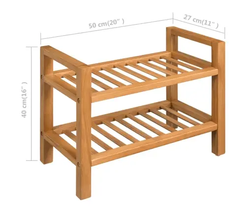 Apavu Skapis Ar 2 Plauktiem, 50X27X40 Cm, Ozola Masīvkoks Vidaxl