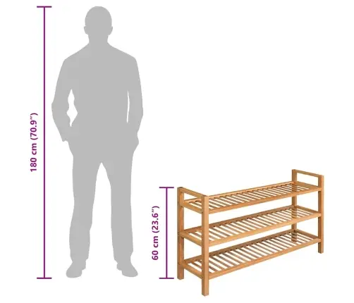 Apavu Skapis Ar 3 Plauktiem, 100X27X60 Cm, Ozola Masīvkoks Vidaxl