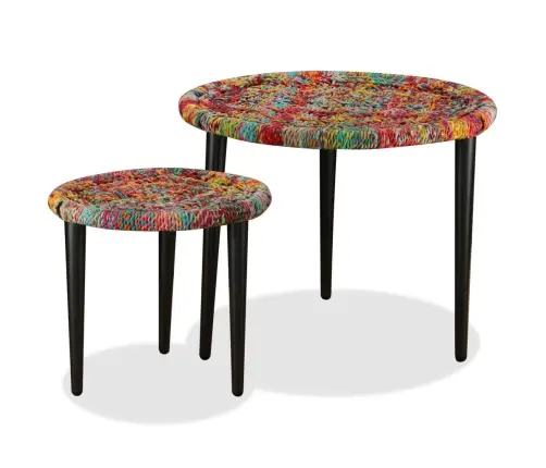 Kafijas Galdiņi, 2 Gab., Pīts Audums, Daudzkrāsains Vidaxl