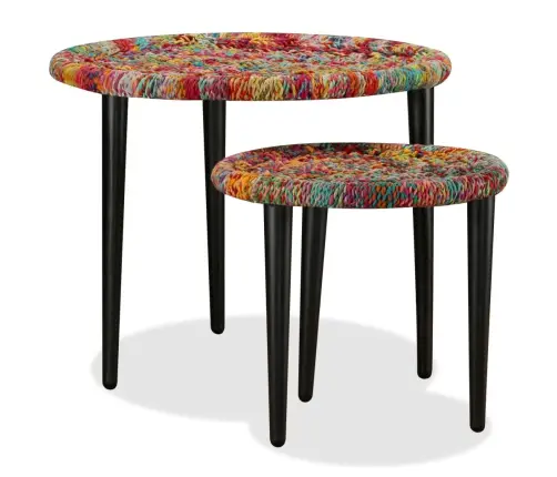 Kafijas Galdiņi, 2 Gab., Pīts Audums, Daudzkrāsains Vidaxl