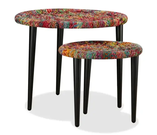 Kafijas Galdiņi, 2 Gab., Pīts Audums, Daudzkrāsains Vidaxl