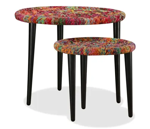 Kafijas Galdiņi, 2 Gab., Pīts Audums, Daudzkrāsains Vidaxl