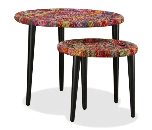 Kafijas Galdiņi, 2 Gab., Pīts Audums, Daudzkrāsains Vidaxl