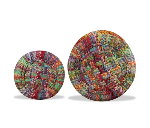 Taburetes, 2 Gab., Krāsainas Auduma Detaļas, Bambuss Vidaxl