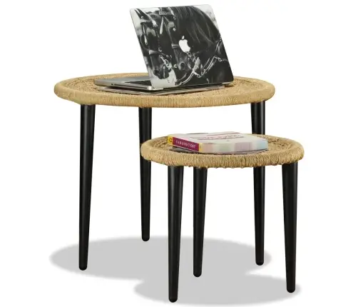 Kafijas Galdiņu Komplekts, 2 Gab., Dabiska Džuta Vidaxl