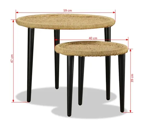 Kafijas Galdiņu Komplekts, 2 Gab., Dabiska Džuta Vidaxl