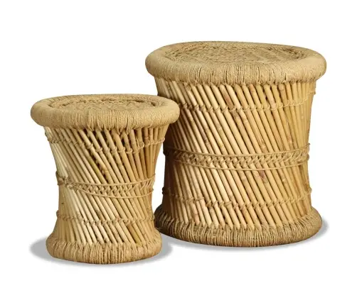 Taburetes, 2 Gab., Bambuss, Džuta Vidaxl