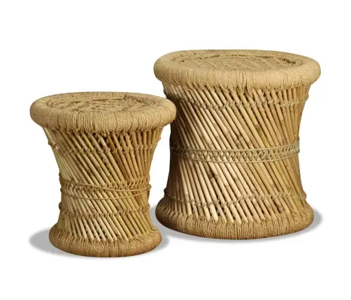 Taburetes, 2 Gab., Bambuss, Džuta Vidaxl