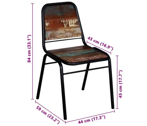 Virtuves Krēsli, 2 Gab., Pārstrādāts Masīvkoks Vidaxl