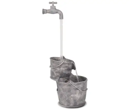 Ūdens Strūklaka Ar Ūdenskrānu Un Spaiņiem, Polirezīns Vidaxl