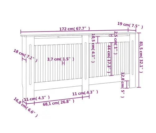 Radiatora Pārsegs, Balts Mdf, 172 Cm Vidaxl