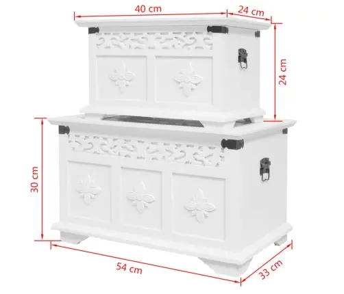 Kastes, Lādes, 2 Gab., Baltas Vidaxl