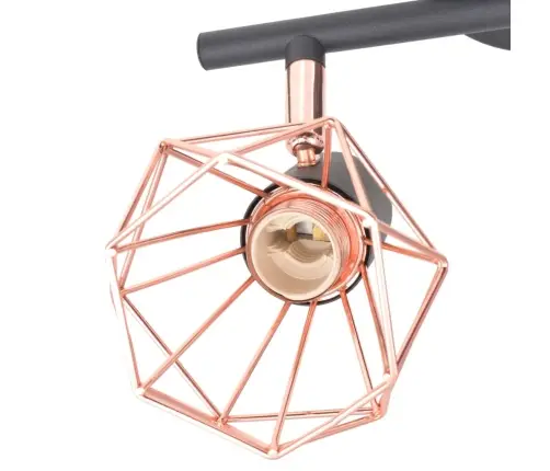 Griestu Lampa Ar 2 Starmešiem, E14, Melna Ar Vara Brūnu Vidaxl