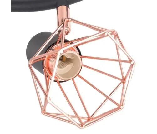 Griestu Lampa  Ar 3 Starmešiem, E14, Melna Ar Vara Brūnu Vidaxl