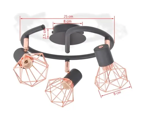 Griestu Lampa Ar 3 Led Kvēlspuldzēm, 12 W Vidaxl
