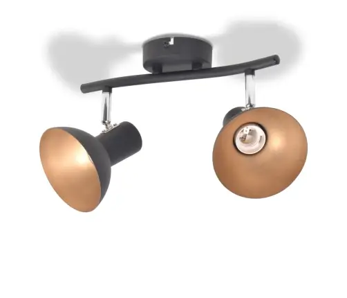 Griestu Lampa, 2 Spuldzes, E27, Melna Ar Zelta Krāsu Vidaxl