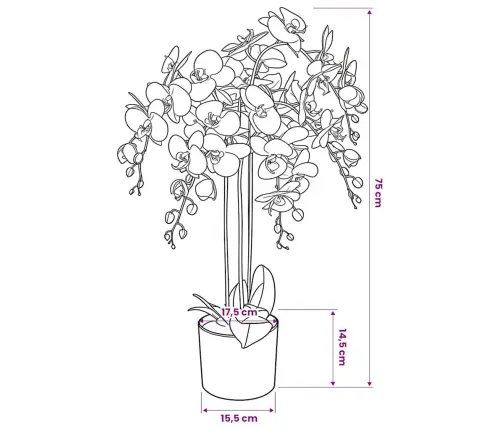 Mākslīgais Augs, Orhideja Ar Podiņu, 75 Cm, Balta Vidaxl