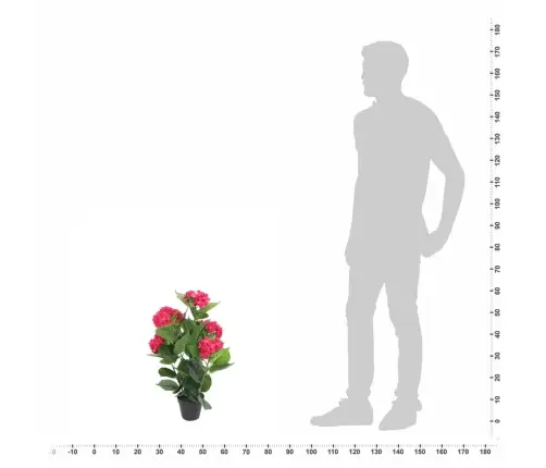 Kunsttaim Hortensia Potiga, 60 cm Punane