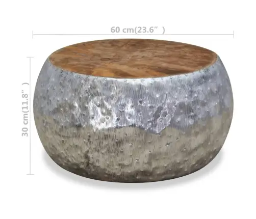 Kafijas Galdiņš, 60X60X30 Cm, Alumīnijs, Tīkkoks  Vidaxl