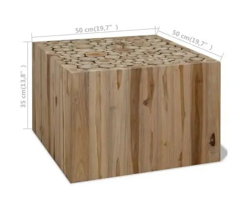 Kafijas Galdiņš, Dabīgs Tīkkoks, 50X50X35 Cm Vidaxl