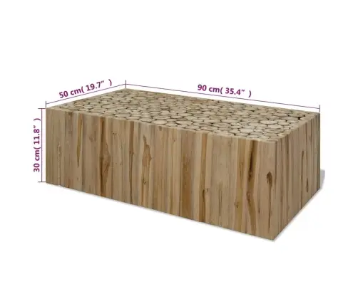 Kafijas Galdiņš, Dabīgs Tīkkoks, 90X50X30 Cm Vidaxl