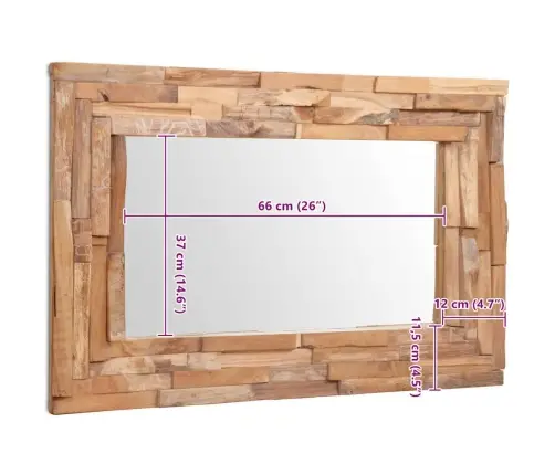 Dekoratiivpeegel, Tiikpuust, 90 X 60 cm Kandiline Dekoratiivpeegel, Tiikpuust, 90 X 60 cm Kandiline