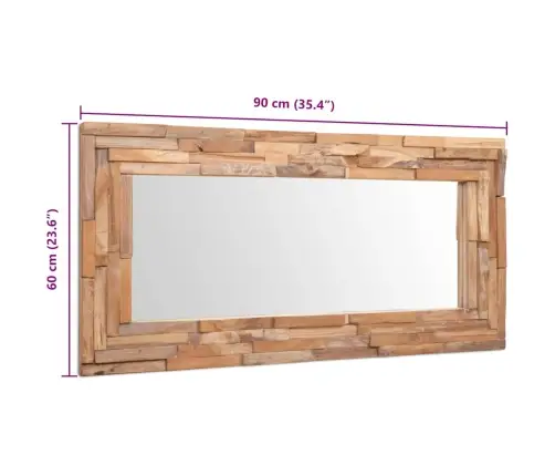 Dekoratiivpeegel, Tiikpuust, 120 X 60 cm Kandiline