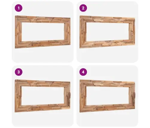 Dekoratiivpeegel, Tiikpuust, 120 X 60 cm Kandiline