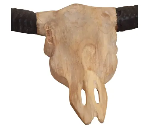 Seinale Kinnitatav Härja Kolju Skulptuur, Tiikpuu, 69X6X60 Cm