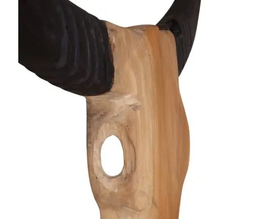 Seinale Kinnitatav Härja Kolju Skulptuur, Tiikpuu, 69X6X60 Cm