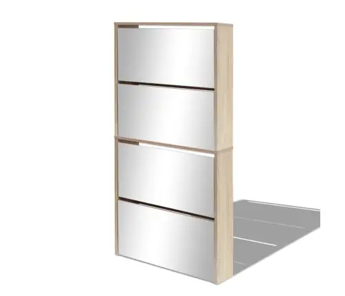 Apavu Skapītis Ar Spoguli, 4 Nodalījumi, 63X17X134 Cm, Ozolkoks Vidaxl