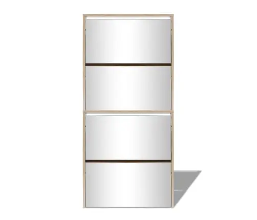 Apavu Skapītis Ar Spoguli, 4 Nodalījumi, 63X17X134 Cm, Ozolkoks Vidaxl