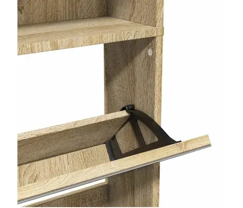 Apavu Skapītis Ar Spoguli, 4 Nodalījumi, 63X17X134 Cm, Ozolkoks Vidaxl