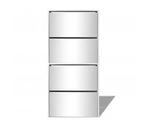 Apavu Skapītis Ar Spoguli, 4 Nodalījumi, 63X17X134 Cm, Balts Vidaxl