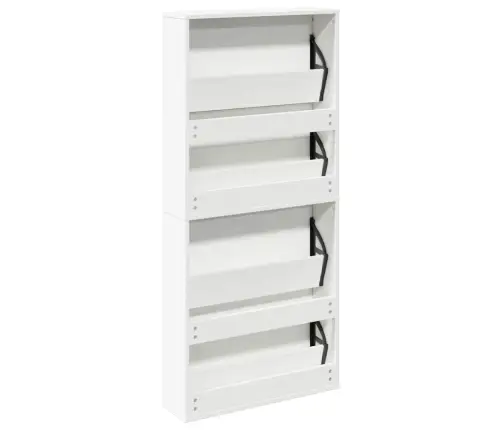 Apavu Skapītis Ar Spoguli, 4 Nodalījumi, 63X17X134 Cm, Balts Vidaxl