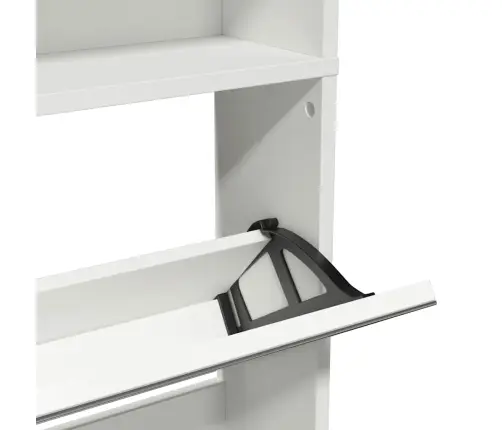 Apavu Skapītis Ar Spoguli, 4 Nodalījumi, 63X17X134 Cm, Balts Vidaxl