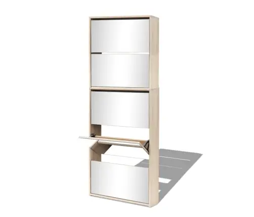 Apavu Skapītis Ar Spoguli, 5 Nodalījumi, 63X17X169,5 Cm Vidaxl