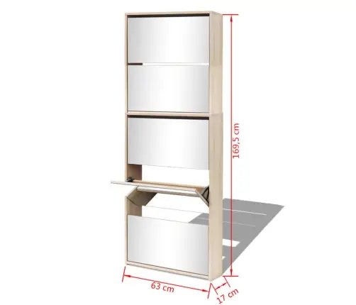 Apavu Skapītis Ar Spoguli, 5 Nodalījumi, 63X17X169,5 Cm Vidaxl
