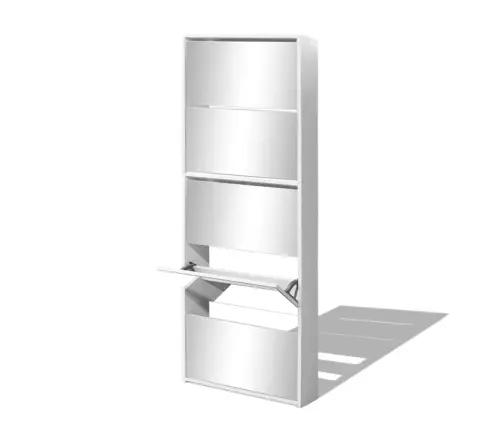 Apavu Plaukts, 5 Nodalījumi, Spogulis, 63X17X169,5 Cm, Balts Vidaxl