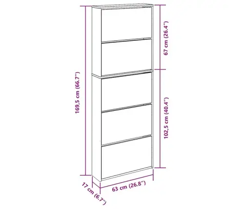Apavu Plaukts, 5 Nodalījumi, Spogulis, 63X17X169,5 Cm, Balts Vidaxl