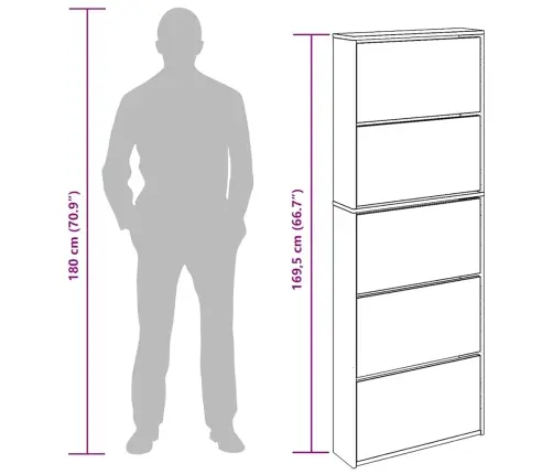 Apavu Plaukts, 5 Nodalījumi, Spogulis, 63X17X169,5 Cm, Balts Vidaxl