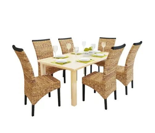 Virtuves Krēsli, 6 Gab., Abaka Un Mango Masīvkoks Vidaxl