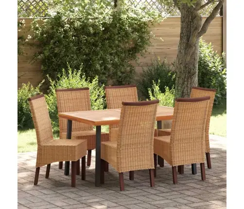 Valgomojo Kėdės, 6 Vnt., Rudos Spalvos, Natūralus Ratanas Valgomojo Kėdės, 6 Vnt., Rudos Spalvos, Natūralus Ratanas